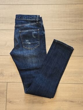 Topman Indigo Stretch Skinny Jeans with Contrast Stitching